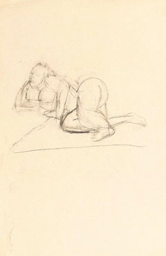 Vintage Nude - Original Pencil on Paper by Jeanne Daour - 20th Century