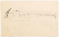 Playa - Lápiz original sobre papel de Jeanne Daour - 1940
