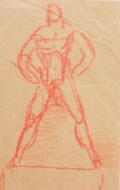 Figur aus der Zeit der Jahrhundertwende  - Original-Bleistift auf Papier von Jeanne Daour - 20. Jahrhundert