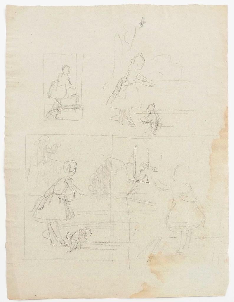 Figure - Pencil on Paper - 19th Century - Art by Unknown