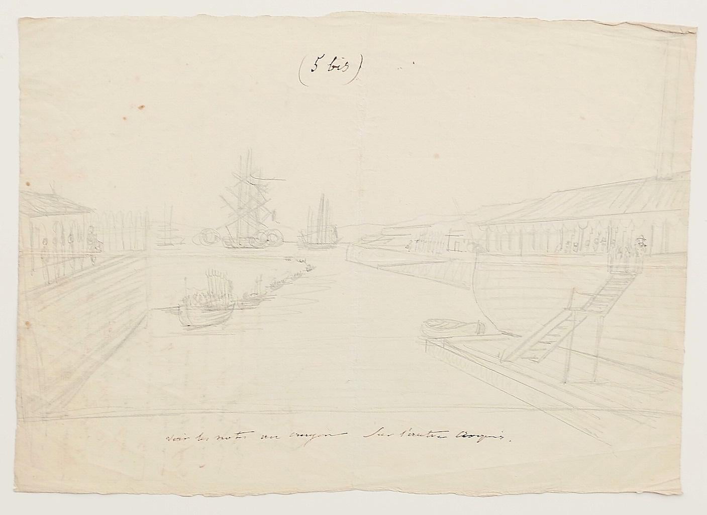 Port - Crayon sur papier - XVIIIe siècle