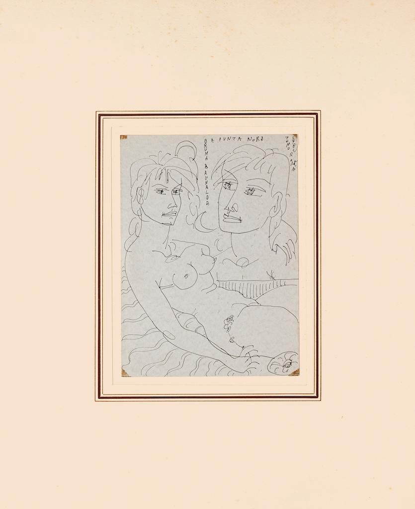 Narzissen – Stift auf Papier von Tono Zancanaro – 1962 im Angebot 1