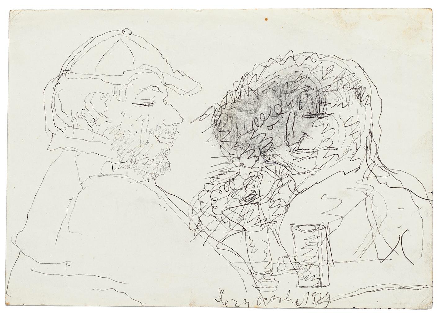 Figuren – Original-Bleistift und Bleistift auf Papier von Jeanne Daour – 20. Jahrhundert