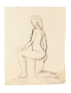 Nude  - Original Watercolor on Paper by Jeanne Daour - 20th Century