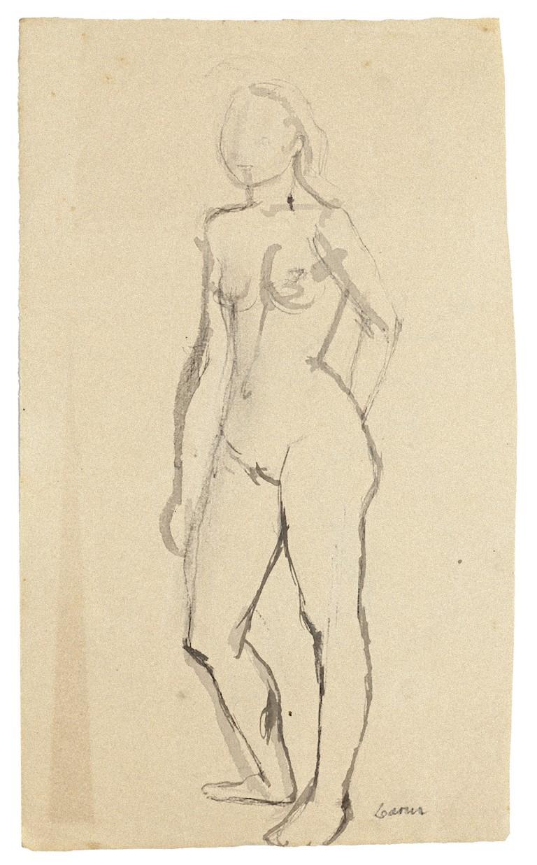 Nude è un disegno originale in acquerello su carta realizzato da Jeanne Daour.

Lo stato di conservazione è buono, ad eccezione di alcune macchie di fango.

Firmato a mano in basso a destra.

Dimensioni del foglio: 33 x 19,5 cm

L'opera d'arte