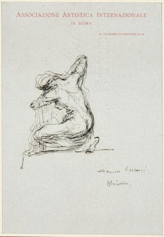 Feminine Figure - Drawing in Pen realized by Giovanni Nicolini - Early  1900