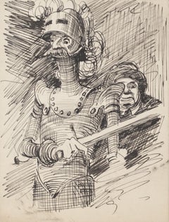 Don Quichote/Caricature - Original Pen Drawing - 20th Century