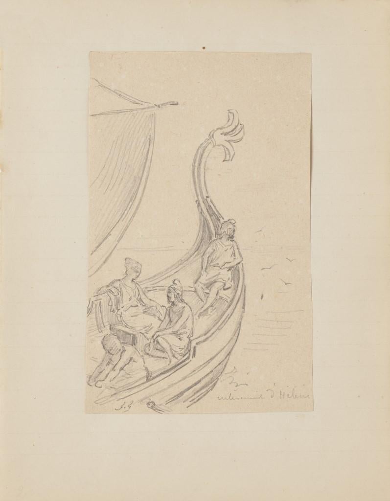Unknown Figurative Art - Marine Scene - Original Pencil Drawing - 20th Century