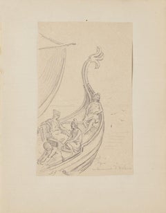 Marine Scene - Original Pencil Drawing - 20th Century