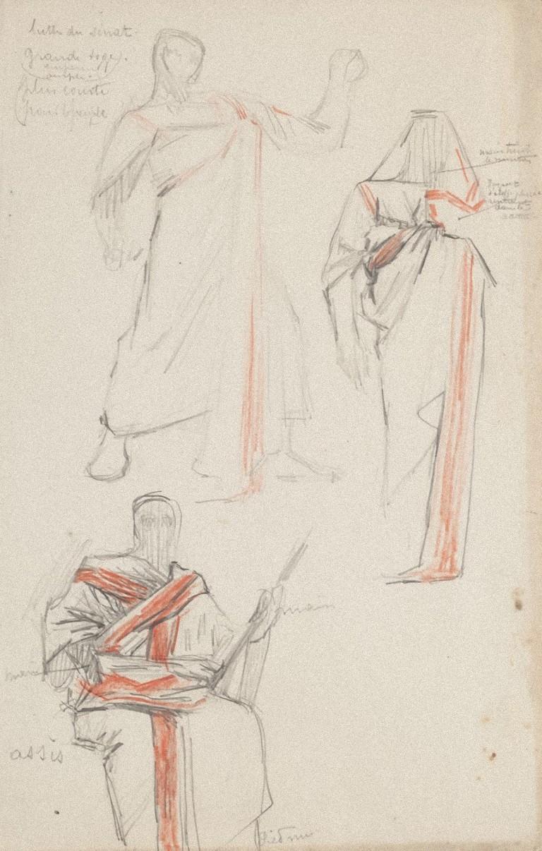 Georges Antoine Rochegrosse Figurative Art - Studies for Costumes - Pencil and Pastel by G. A. Rochegrosse - 20th Century