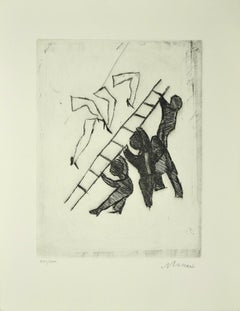 Assault - Original Etching on Paper by Mino Maccari - 1960 ca.