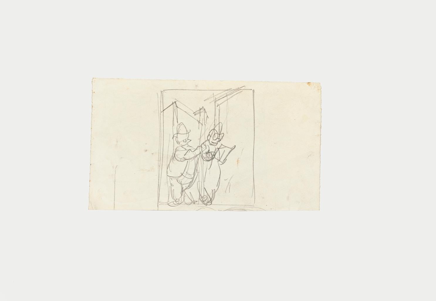 Figuren – Original-Bleistift auf Papier von G. Galantara – 19. Jahrhundert – Art von Gabriele Galantara
