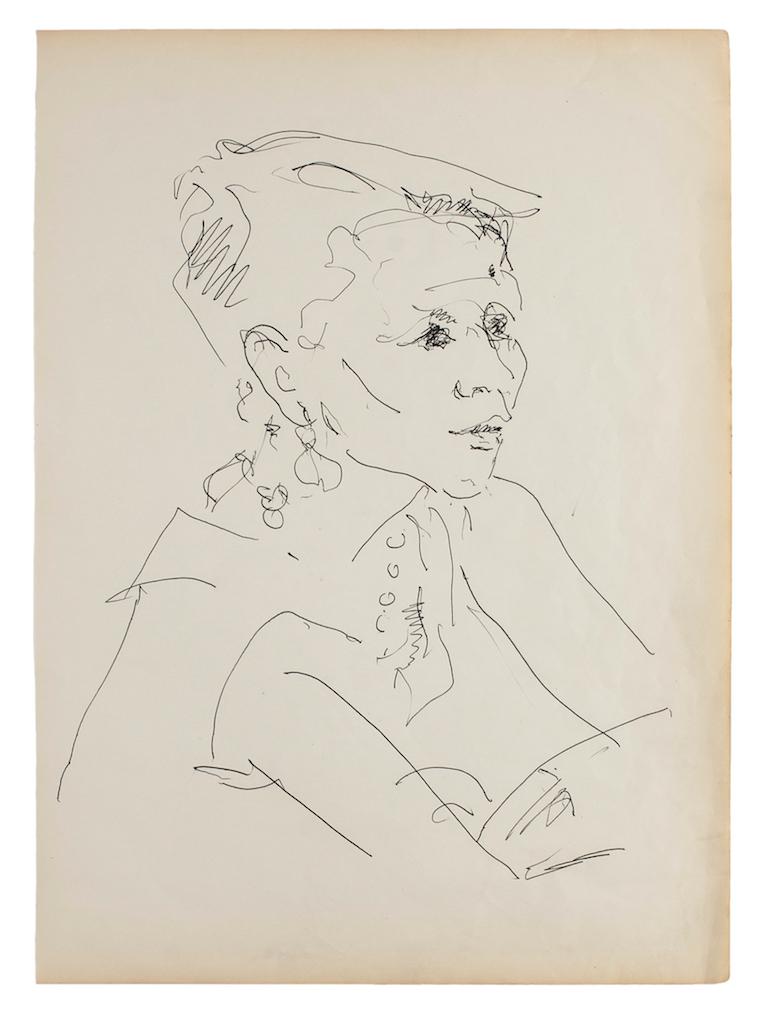 Portrait - Original Pen on Ivory Paper - 1950