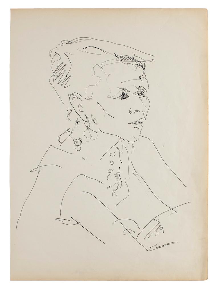 Portrait - Original Pen on Ivory Paper - 1950 - Art by Unknown