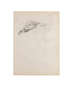 Figure - Crayon original sur papier - 1950