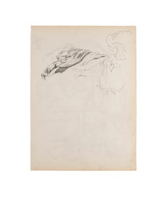 Vintage Figure - Original Pencil on Paper - 1950 