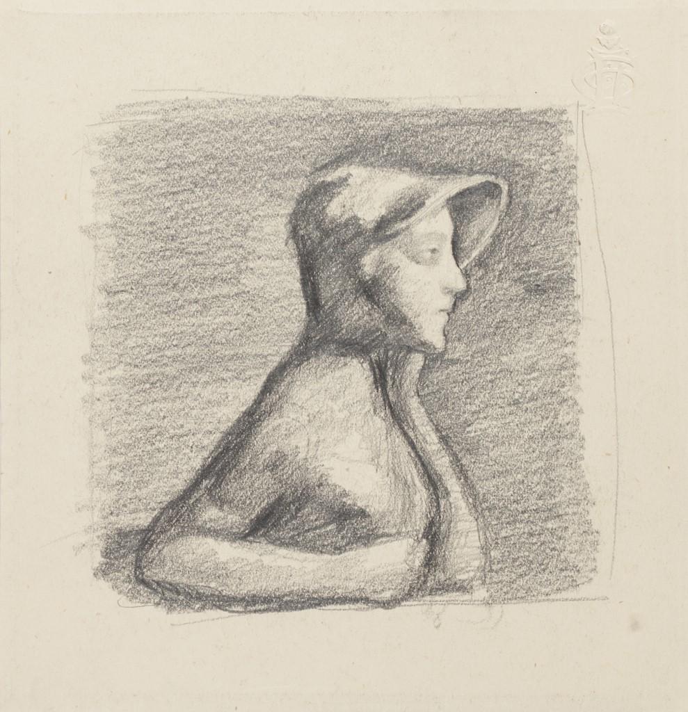 Chica posando - Dibujo original a lápiz - Siglo XX