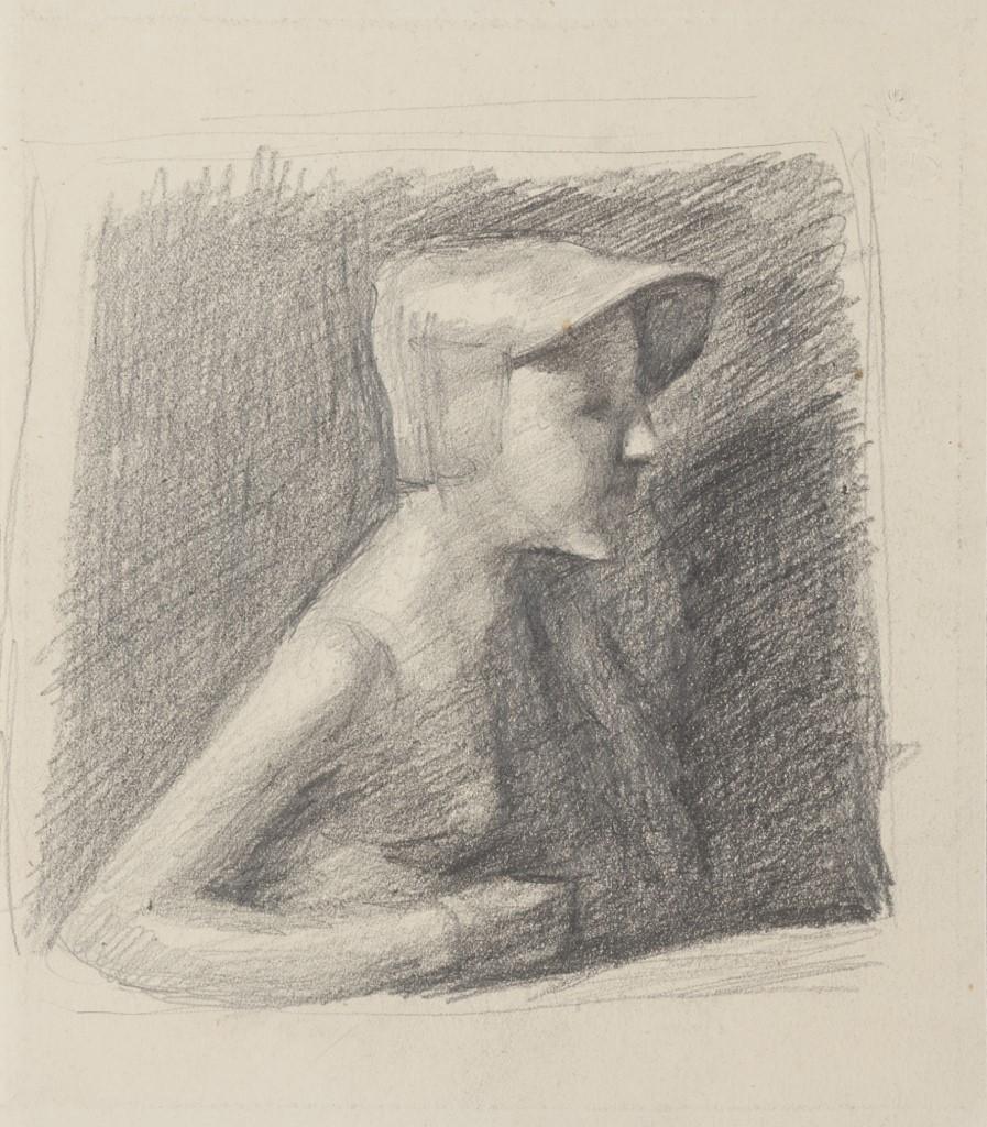 Girl Posing - Original Pencil Drawing - 20th Century