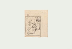 Woman and the Skull - China Ink on Paper by G. Galantara - Late 19th Century