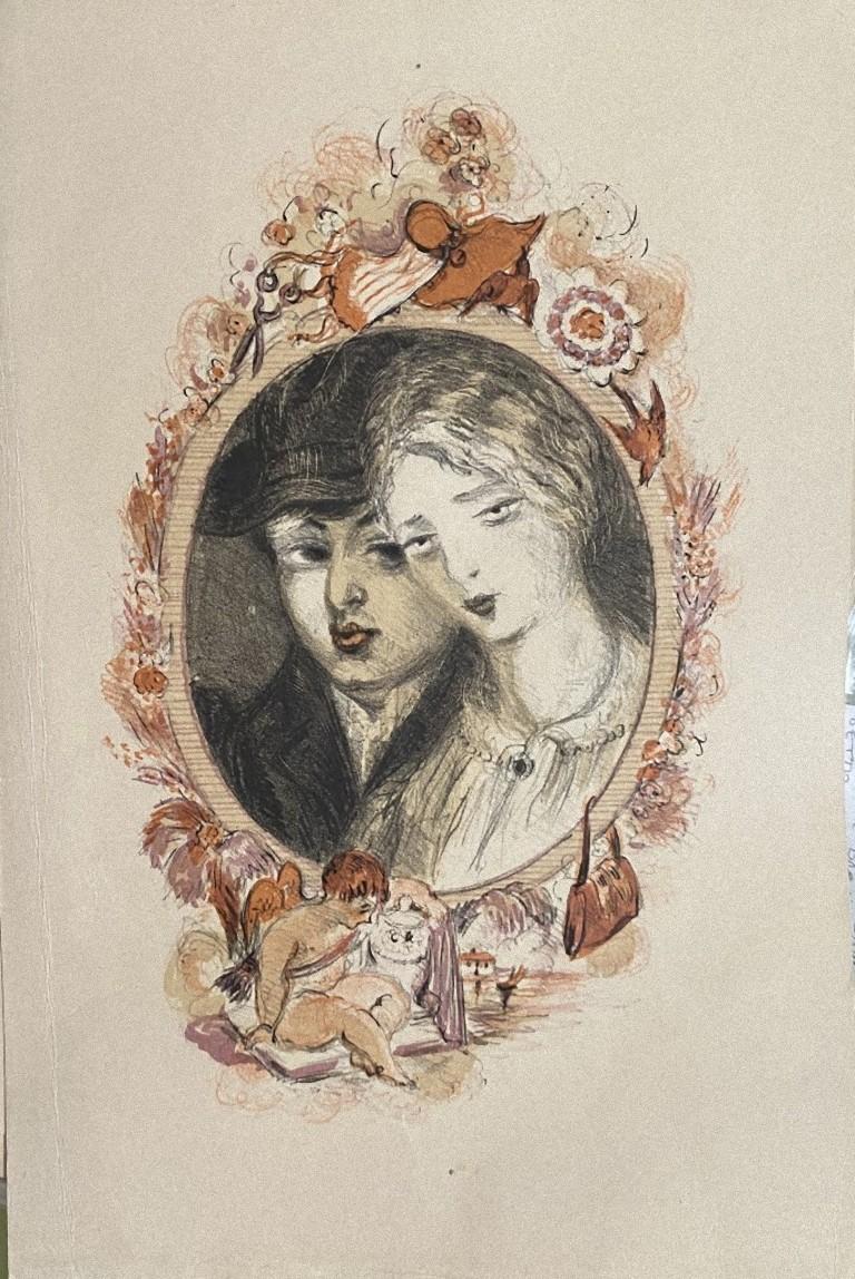 Jacques Marie Gaston Onfroy de Bréville Portrait Print - Woman Portrait - Lithograph on Paper - 20th Century
