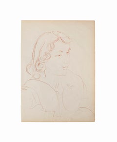 Porträt – Pastell auf elfenbeinfarbenem Papier – 1950