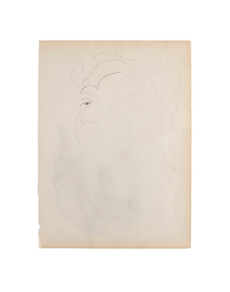 The Profile - Pencil on Ivory Paper - 1950 - Art by Unknown