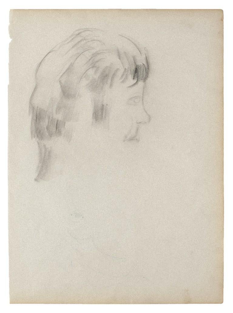 Unknown Portrait - The Profile - Pencil on Ivory Paper - 1950