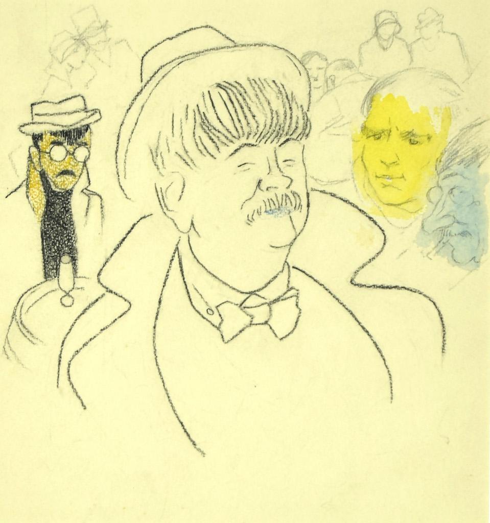 Unknown Figurative Art - Portrait - Pencil and Pastels on Paper - 1940