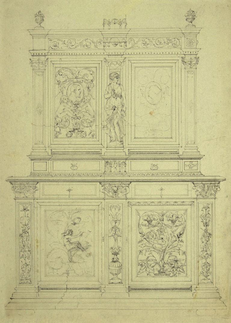Unknown Figurative Art - Design of Furniture - Pen and Pencil on Paper - 1850
