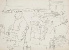 Vintage On the Beach - Pencil on Paper - 20th Century