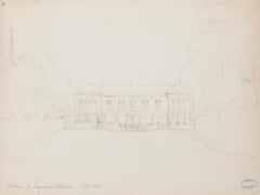 Mansion - Drawing in Pencil by J. Hébert - Early 20th Century