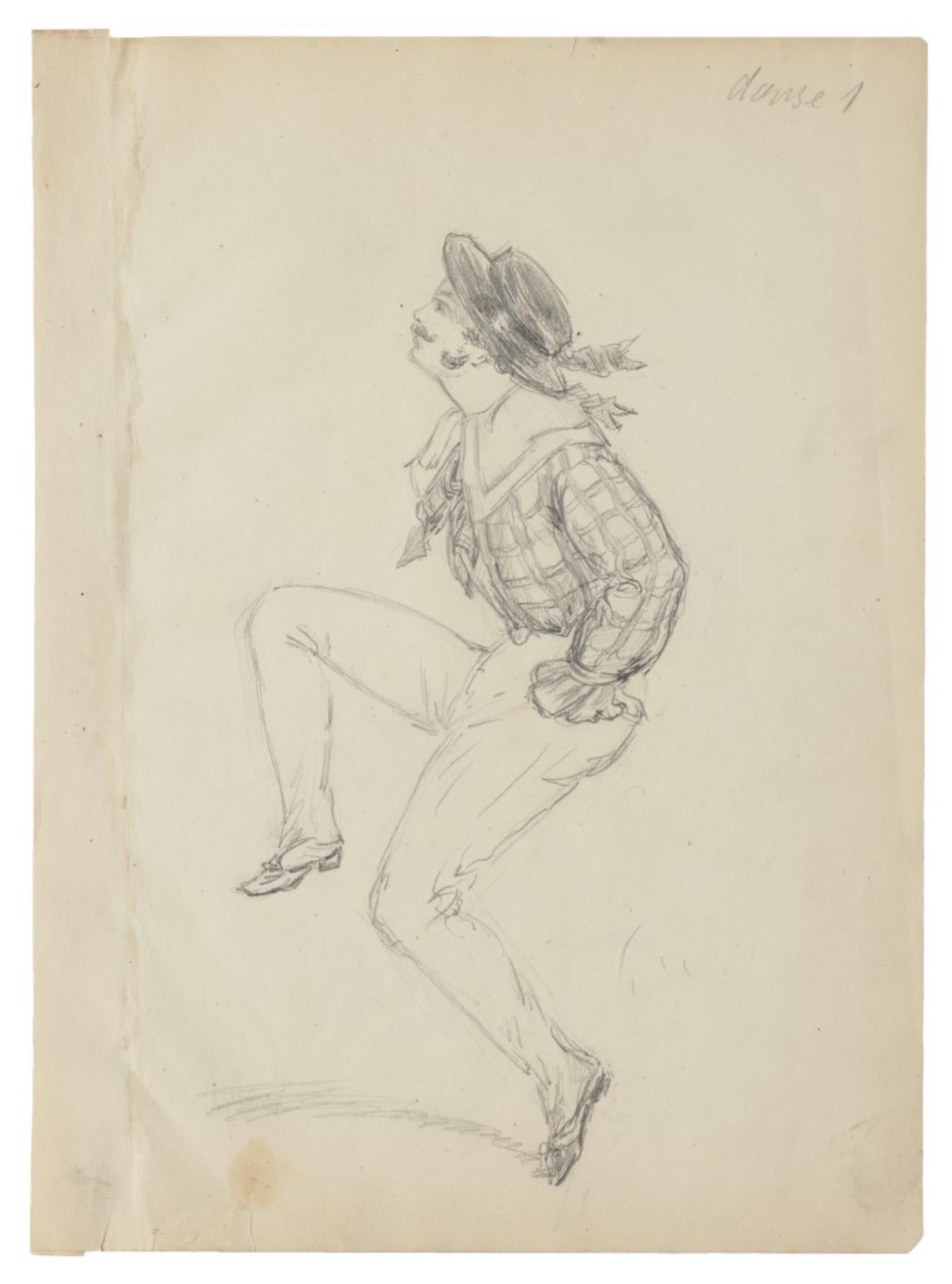 Unknown Portrait - Dancer - Pencil Drawing - 20th Century