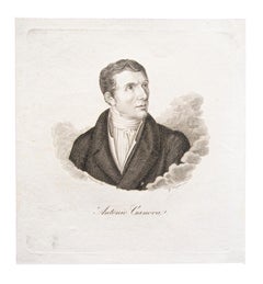 Portrait d'Antonio Canova - eau-forte originale sur papier d'après Pellegrini - 1870