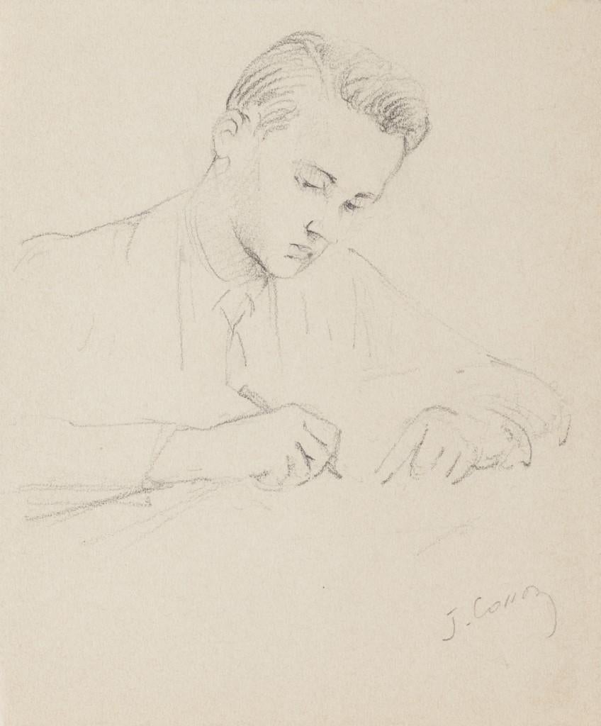 Jean Roch Collon  Figurative Art - Portrait - Original Pencil Drawing - 1949