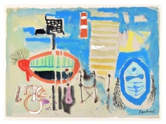 The Beach - Original Mixed Media Drawing - 1965