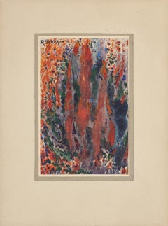 Flowers - Original Mixed Media Drawing - 20th Century