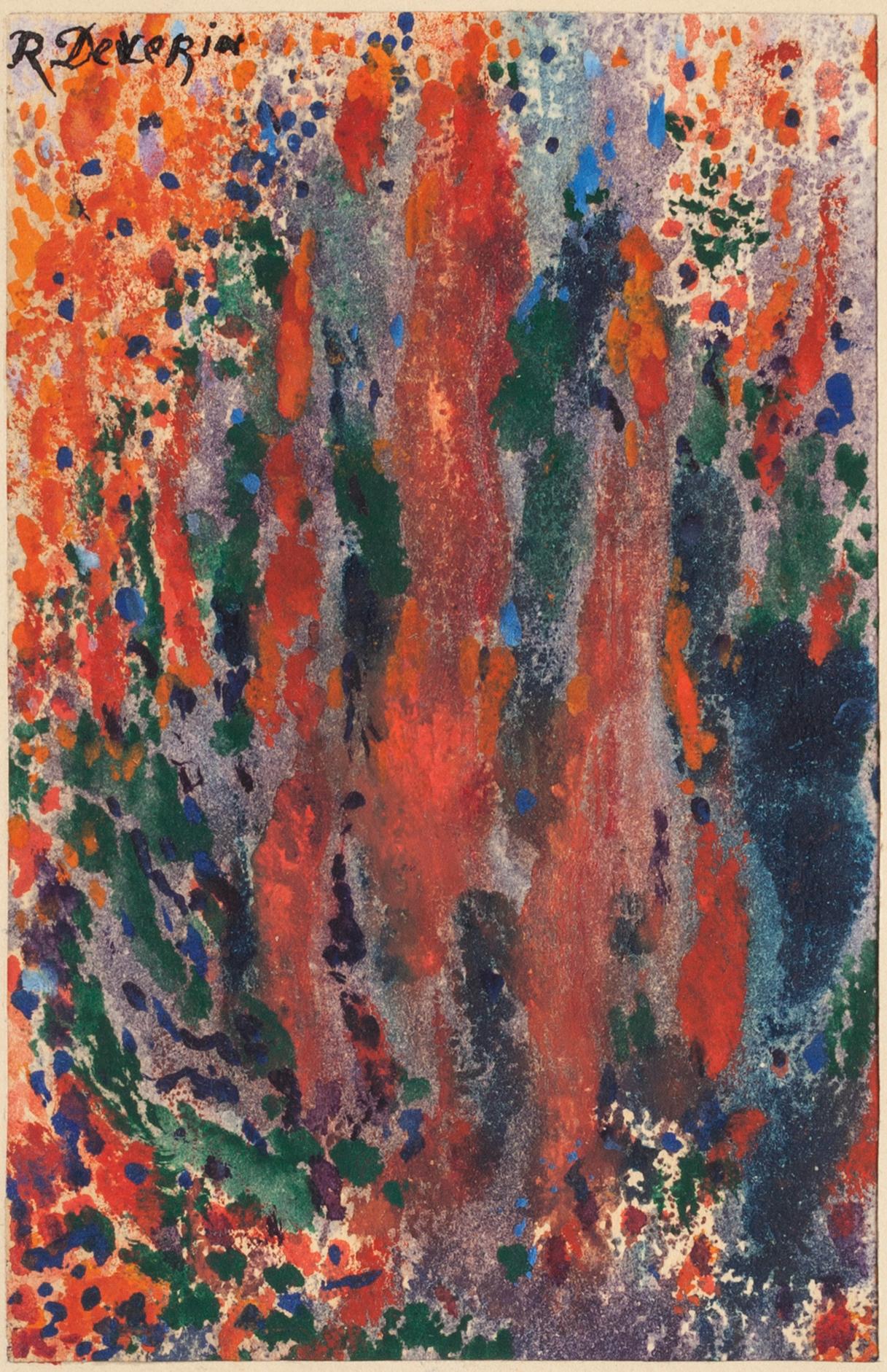 Flowers - Original Mixed Media Drawing - 20th Century
