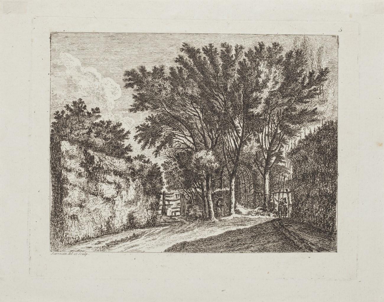 Jean Philippe Serrazin Landscape Print - The Forest - Original Etching - 18th Century
