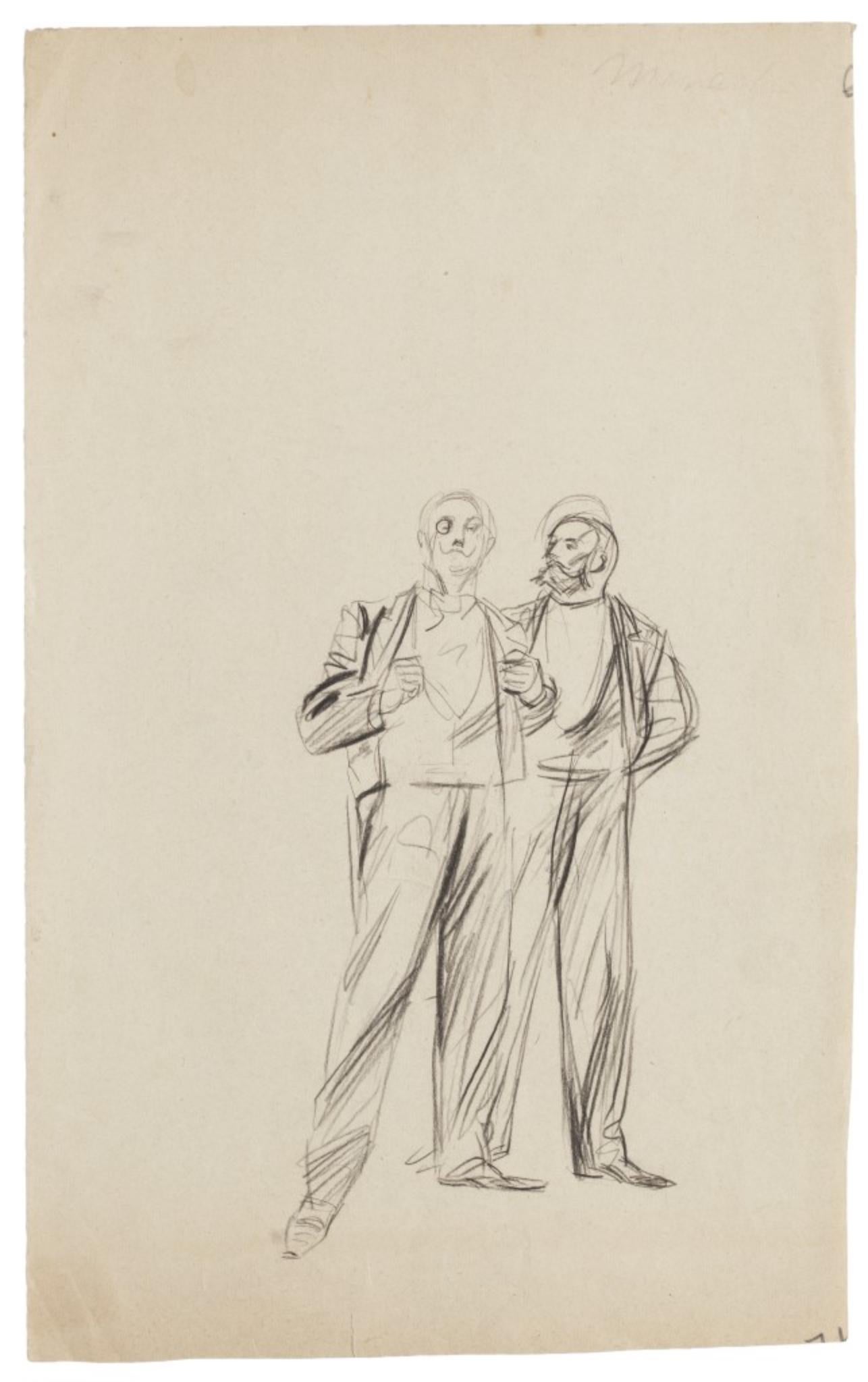 Jacques Baseilhac Figurative Art - Gentlemen - Original Drawing in Pencil - Early 20th Century