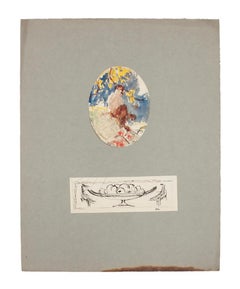 Landschaft und Stillleben – Original-Bleistift, Aquarell und Bleistift auf Papier – 1920ca