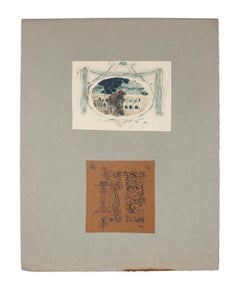 Landscape and Still Life - Original Pencil, Watercolor, and Pen on Paper -1920ca