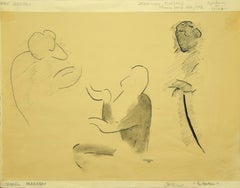 Le Manteau – schwarze China-Tinte und Bleistiftzeichnung  1952