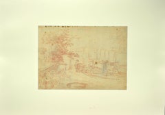 Antique Landscape - Sanguine Drawing - 18th Century