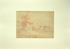 Landscape - Sanguine Drawing - 18th Century