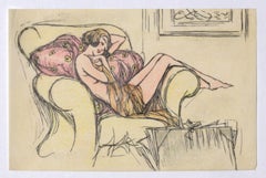 Nude - Original Ink and Pastel on Paper - 20th Century Nude - Original Ink and Pastel on Paper - 20th Century