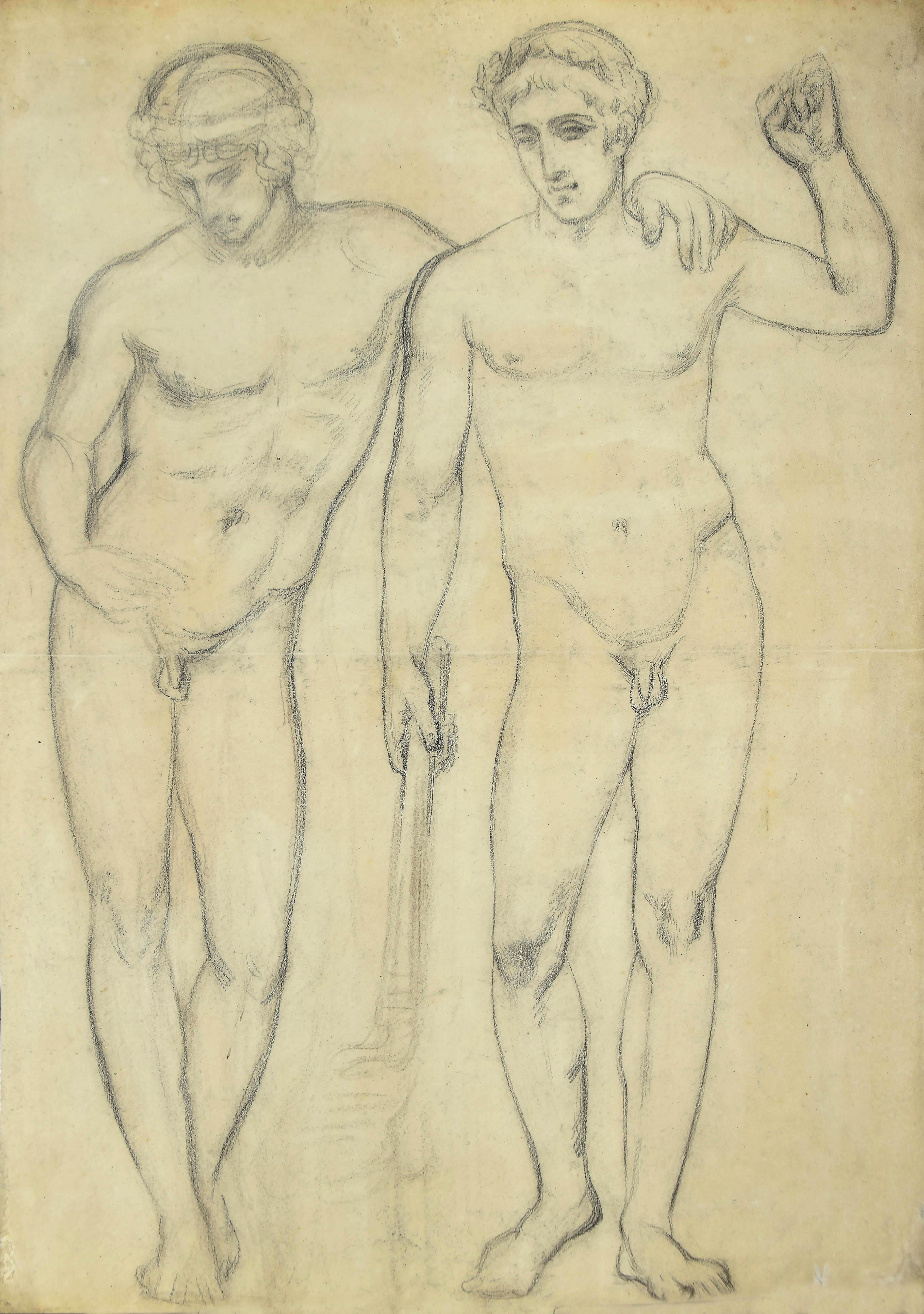 Unknown Nude - Figures - Original Pencil Drawing - 20th Century