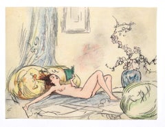 Nude - Original Ink and Pastel on Paper - 20th Century Nude - Original Ink and Pastel on Paper - 20th Century