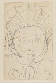 Figure in Mask - Original Pencil on Paper by Eugène Berman - 20th Century
