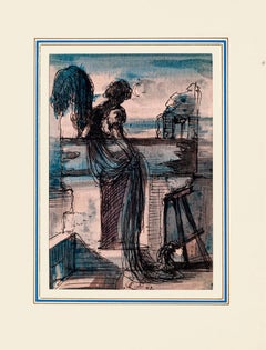 Homesickness - Original Ink and Watercolor by Eugène Berman - 1942