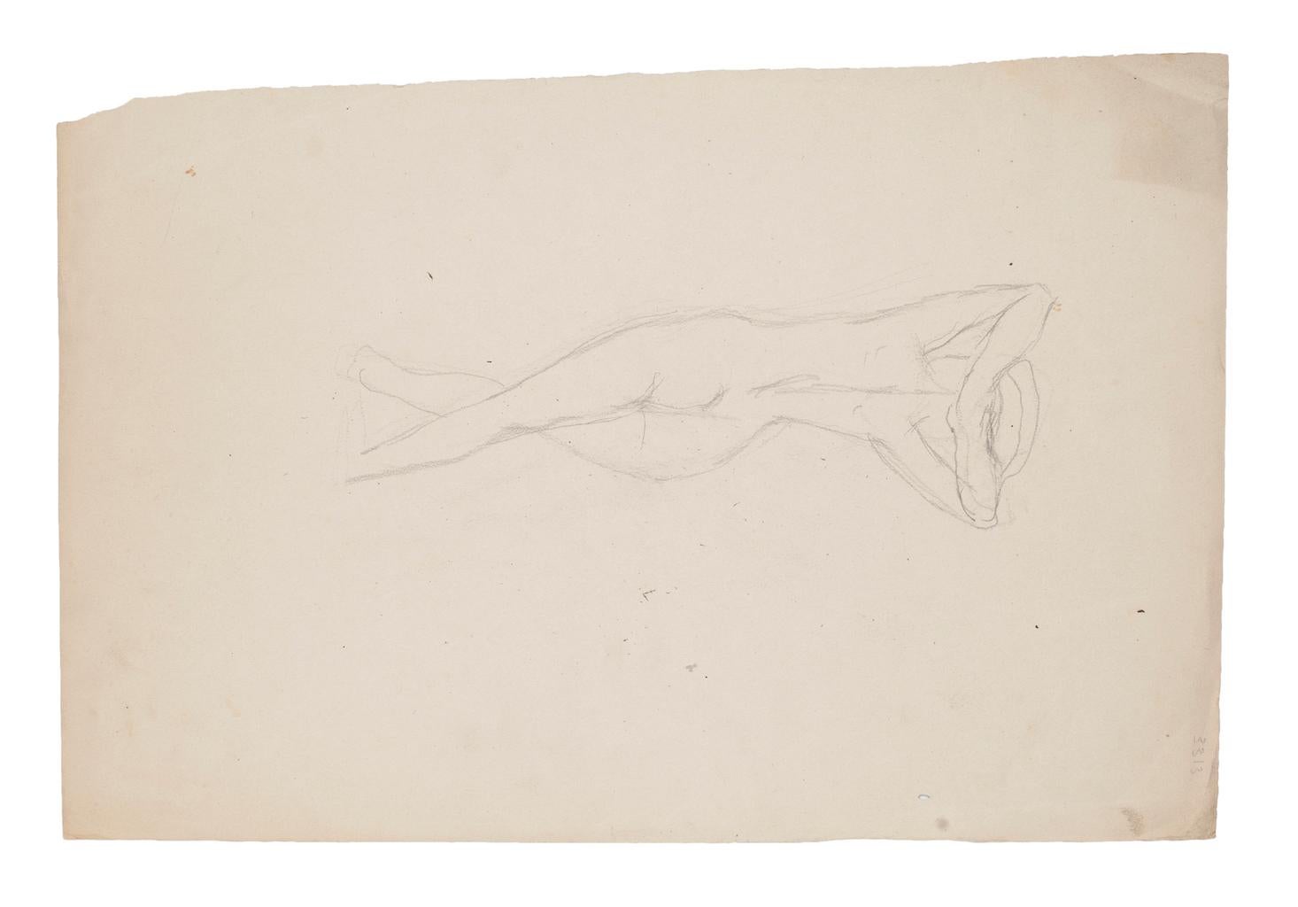 Femme nue - Crayon original sur papier - XXe siècle - Art de Unknown